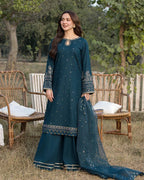 Lawn-3PC Embroidered Shirt with Organza Sequins Embroidered Dupatta-5062