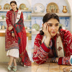 3PC Lawn Embroidered Shirt With Printed Jauqard Dupatta-