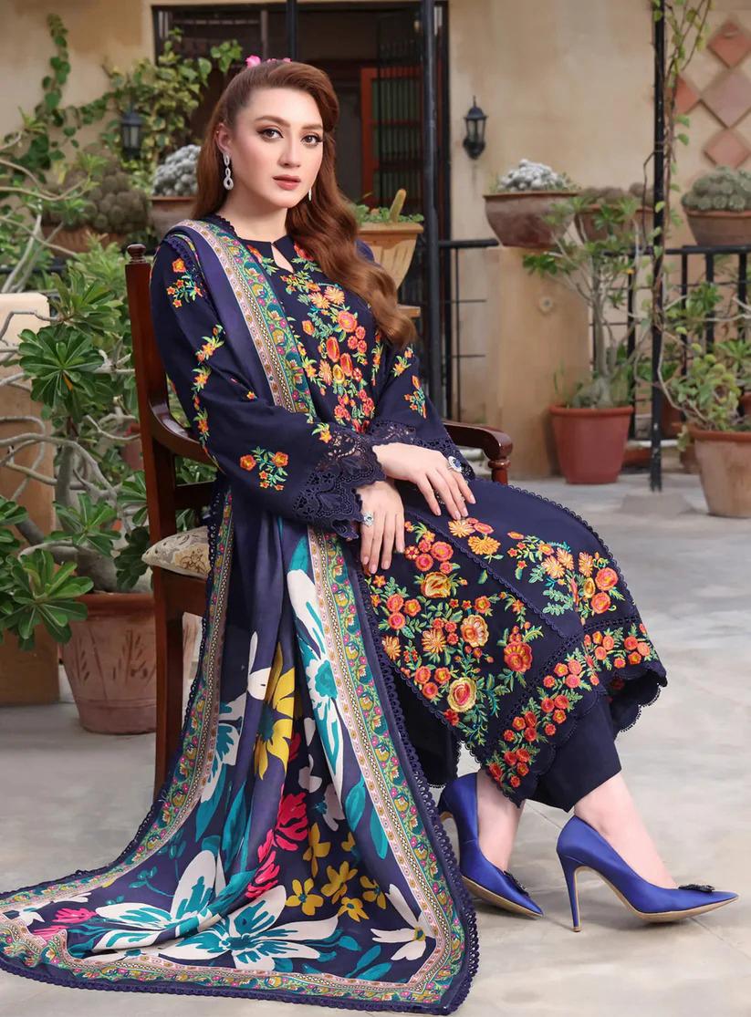 Lawn-3PC Embroidered Shirt with Digital Printed Jauqard Dupatta-5131