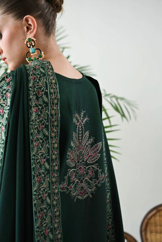 Dhanak-3PC Embroidered Shirt with Dhanak Embroidered Shawl - 3523