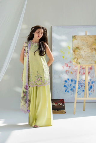 Dhanak-3PC Embroidered Shirt with Digital Printed Wool Shawl - 6253