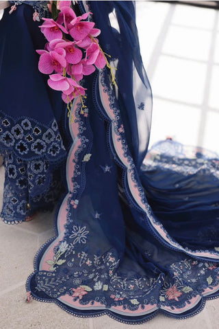 Dhanak-3PC Embroidered Shirt with Khadi Net Embroidered Dupatta - 6222