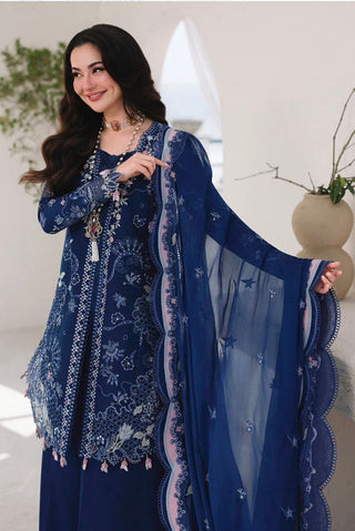 Dhanak-3PC Embroidered Shirt with Khadi Net Embroidered Dupatta - 6222