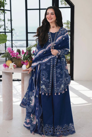 Dhanak-3PC Embroidered Shirt with Khadi Net Embroidered Dupatta - 6222