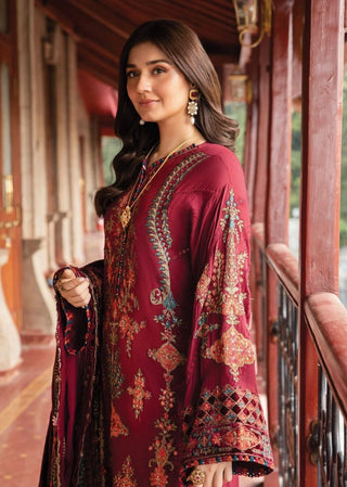 Dhanak-3PC Embroidered Shirt with Digital Printed Wool Shawl - 6164