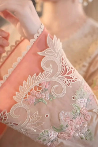 Dhanak-3PC Embroidered Shirt with Khadi Net Embroidered Dupatta - 6435