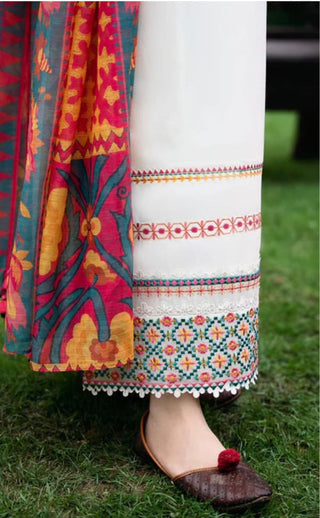 Dhanak-3PC Embroidered Shirt with Digital Printed Wool Shawl - 255