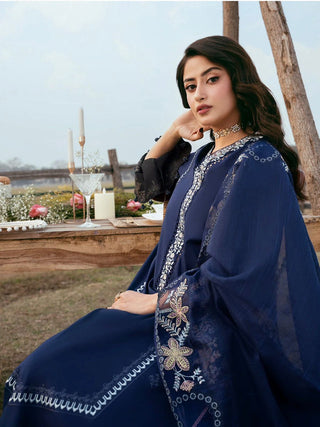 Dhanak-3PC Embroidered Shirt with Khadi Net Embroidered Dupatta - 6270