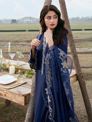Dhanak-3PC Embroidered Shirt with Khadi Net Embroidered Dupatta - 6270