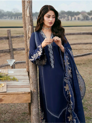 Dhanak-3PC Embroidered Shirt with Khadi Net Embroidered Dupatta - 6270