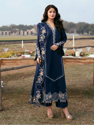 Dhanak-3PC Embroidered Shirt with Khadi Net Embroidered Dupatta - 6270