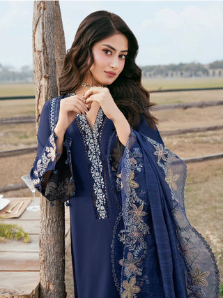 Dhanak-3PC Embroidered Shirt with Khadi Net Embroidered Dupatta - 6270
