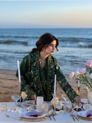 Dhanak-3PC Embroidered Shirt with Chiffon Embroiderd Dupatta - 6377