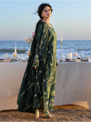 Dhanak-3PC Embroidered Shirt with Chiffon Embroiderd Dupatta - 6377