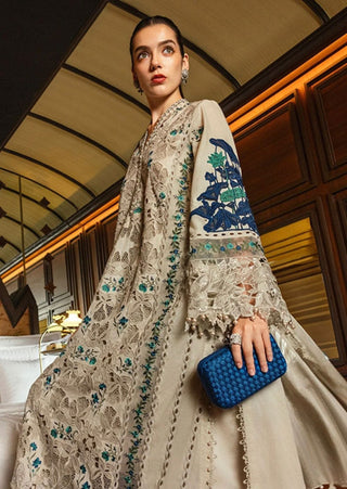 Dhanak-3PC Embroidered Shirt with Silk Embroiderd Dupatta - 6359
