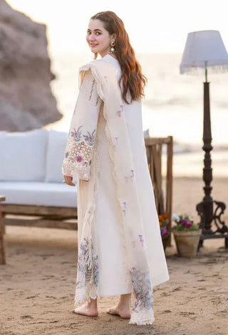 Dhanak-3PC Embroidered Shirt with Khadi Net Embroidered Dupatta - 3115