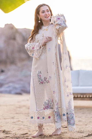 Dhanak-3PC Embroidered Shirt with Khadi Net Embroidered Dupatta - 3115