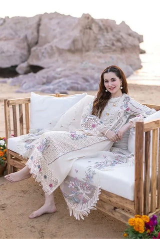 Dhanak-3PC Embroidered Shirt with Khadi Net Embroidered Dupatta - 3115