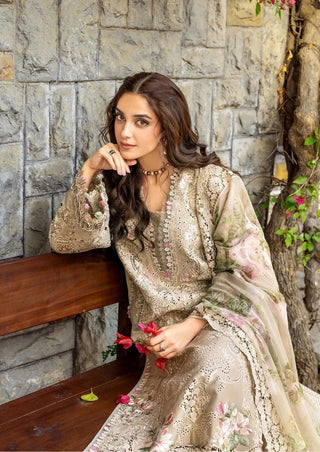 Dhanak-3PC Embroidered Shirt with Digital Printed Wool Shawl - 6385