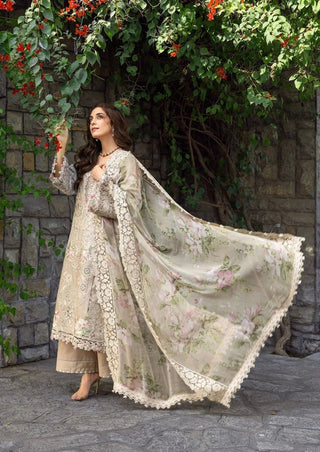 Dhanak-3PC Embroidered Shirt with Digital Printed Wool Shawl - 6385