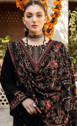 Dhanak-3PC Embroidered Shirt with Dhanak Embroidered Shawl - 1296