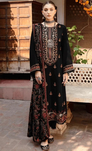 Dhanak-3PC Embroidered Shirt with Dhanak Embroidered Shawl - 1296