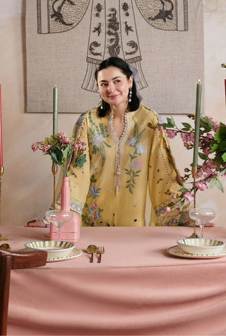 Dhanak-3PC Embroidered Shirt with Khadi Net Embroidered Dupatta - 6453