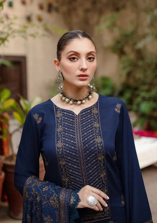 Dhanak-3PC Embroidered Shirt with Dhanak Embroidered Shawl - 1263