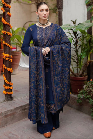 Dhanak-3PC Embroidered Shirt with Dhanak Embroidered Shawl - 1263