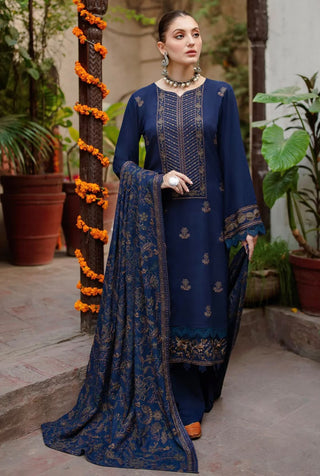 Dhanak-3PC Embroidered Shirt with Dhanak Embroidered Shawl - 1263