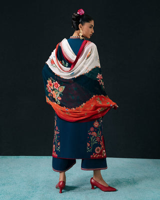 Dhanak 3pc embroidred shirt with Cotrai Printed Shawl 007