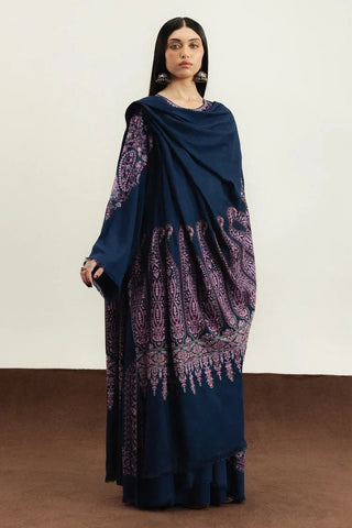 Dhanak-3PC Embroidered Shirt with Dhanak Embroidered Shawl - 6396