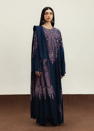 Dhanak-3PC Embroidered Shirt with Dhanak Embroidered Shawl - 6396