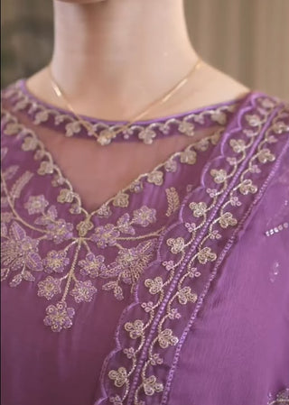 Dhanak-3PC Sequence Embroidered Shirt with Chiffon Embroidered Dupatta - 6441