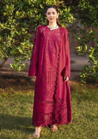 Dhanak-3PC Chikankari Embroidered Shirt with Khadi Net Embroidered Dupatta - 6340