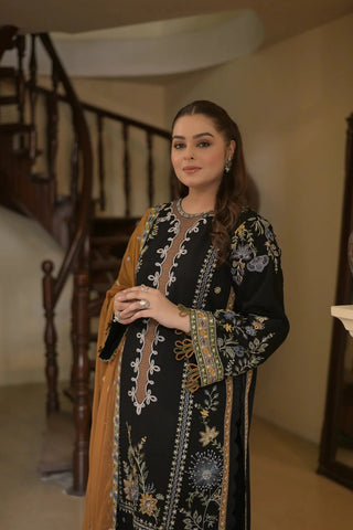 Dhanak-3PC Embroidered Shirt with Chiffon Embroidered RTW Dupatta - 6473