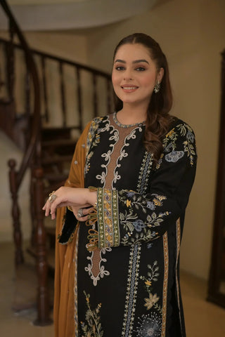 Dhanak-3PC Embroidered Shirt with Chiffon Embroidered RTW Dupatta - 6473