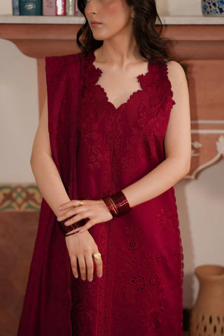 Dhanak-3PC Embroidered Shirt with Khadi Net Embroidered Dupatta - 7015