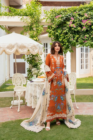 Dhanak-3PC Chikankari Embroidered Shirt with Dhanak Embroidered Dupatta - 6483