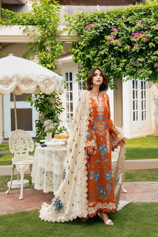 Dhanak-3PC Chikankari Embroidered Shirt with Dhanak Embroidered Dupatta - 6483