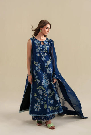 Dhanak-3PC Embroidered Shirt with Dhanak Embroidered Dupatta - 7004
