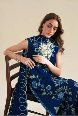 Dhanak-3PC Embroidered Shirt with Dhanak Embroidered Dupatta - 7004