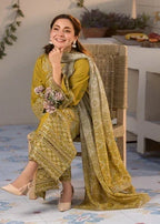 Lawn-3PC Embroidered Shirt with Digital Printed Jacquard Dupatta-1324