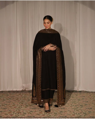 Dhanak - 3PC Embroidered Shirt with Organza Sequins Embroidered Dupatta - 3373 - Sapphire Studios