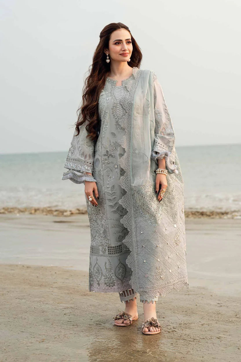 Lawn-3PC Laser Cut Embroidered Shirt With Khadi Net Embroidered Dupatta-5401