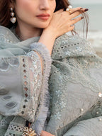 Lawn-3PC Laser Cut Embroidered Shirt With Khadi Net Embroidered Dupatta-5401