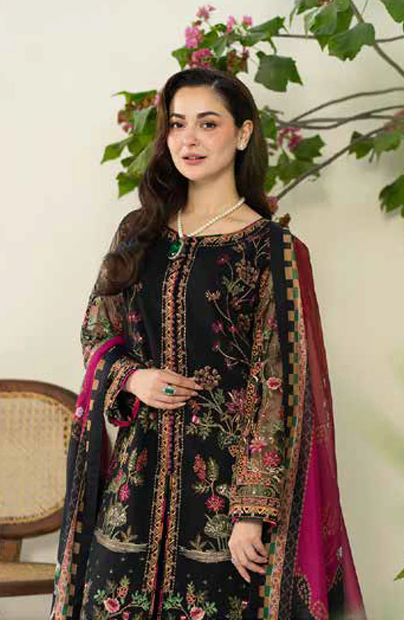 Lawn 3PC Embroidered With Digital Printed Jauqard Dupatta-5215
