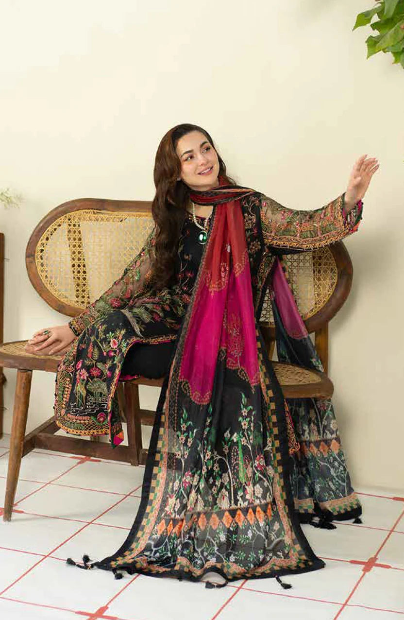 Lawn 3PC Embroidered With Digital Printed Jauqard Dupatta-5215